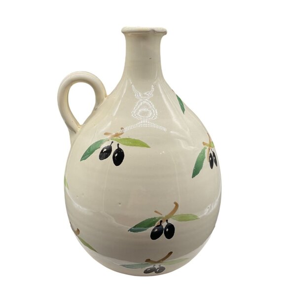 Ceramiche Nicola Fasano Large Olive Oil Jug Hand-Painted Terracotta Italy Made - Picture 3 of 7